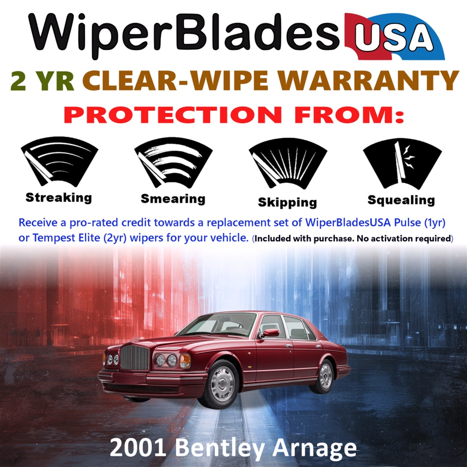 2001 Bentley Arnage Front Wiper blades Set  Includes 2yr Wear Warranty & Free Delivery