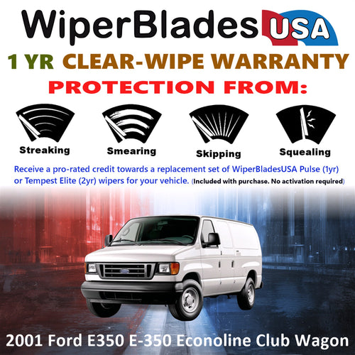 2001 Ford E350 E-350 Econoline Club Wagon Front Wiper blades Set Includes 1yr Wear Warranty & Free Delivery