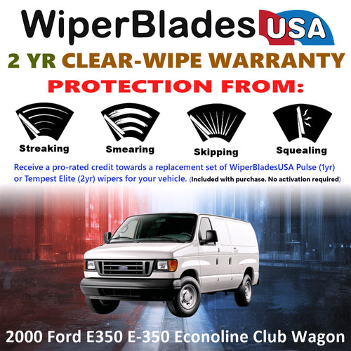 2000 Ford E350 E-350 Econoline Club Wagon Front Wiper blades Set  Includes 2yr Wear Warranty & Free Delivery