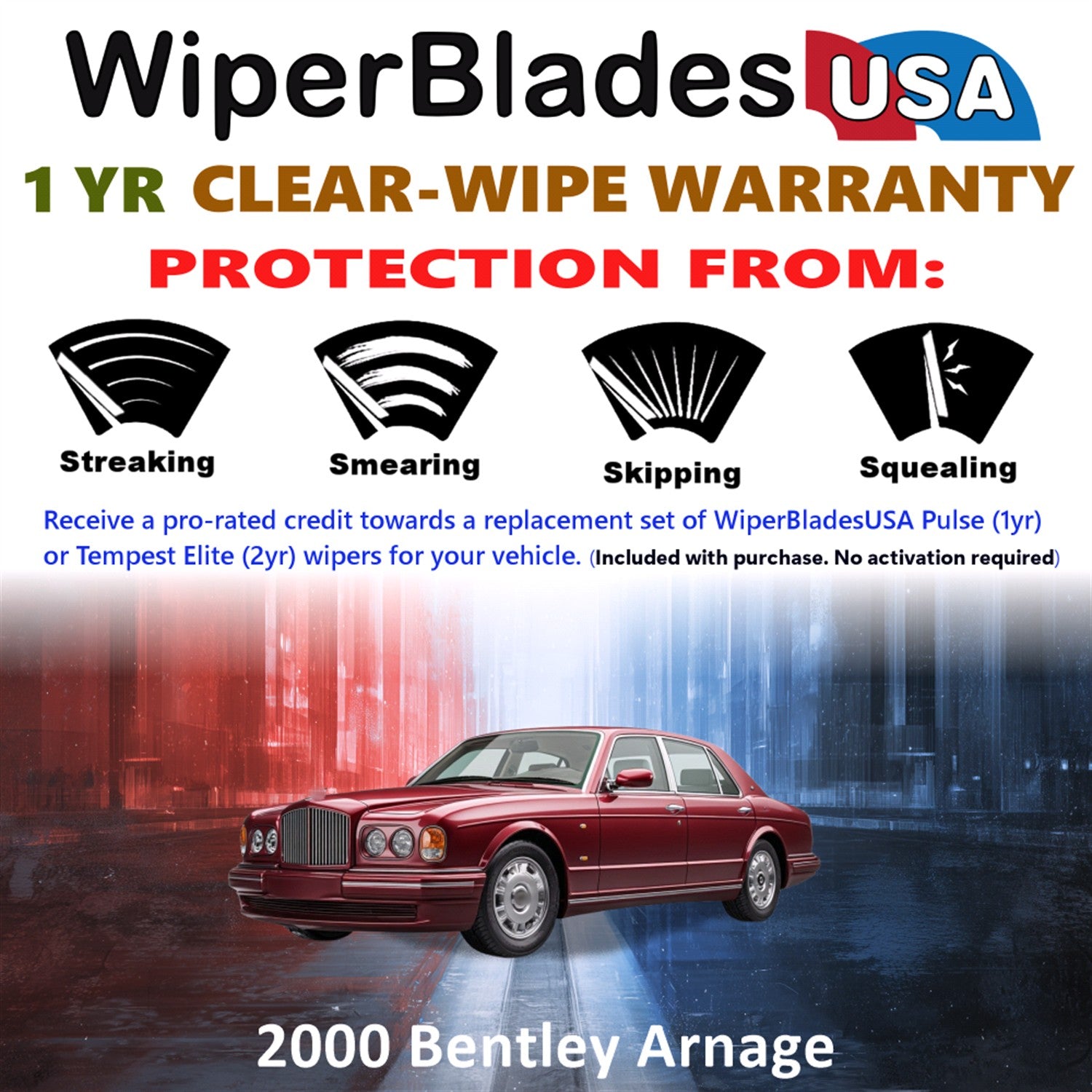 2000 Bentley Arnage Front Wiper blades Set Includes 1yr Wear Warranty & Free Delivery