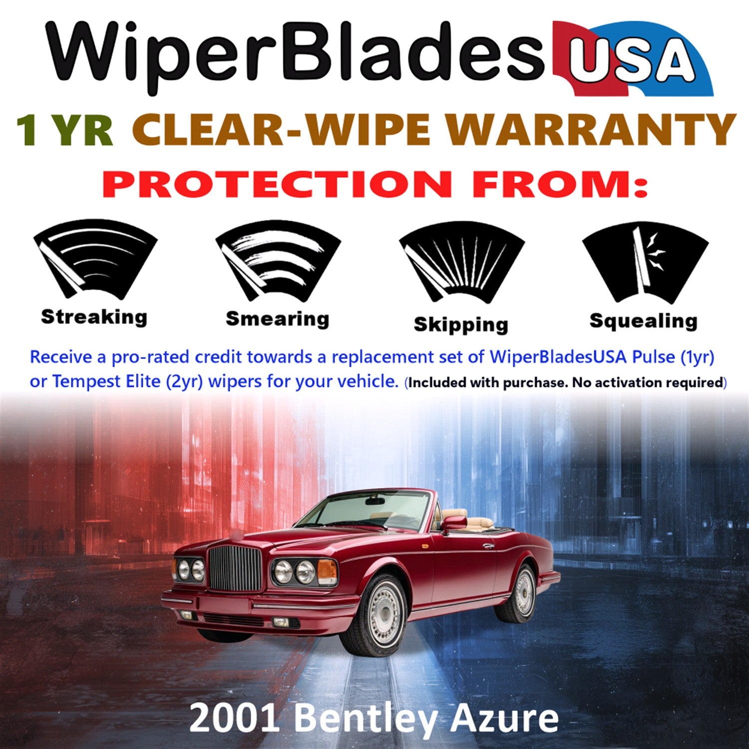 2001 Bentley Azure Front Wiper blades Set Includes 1yr Wear Warranty & Free Delivery