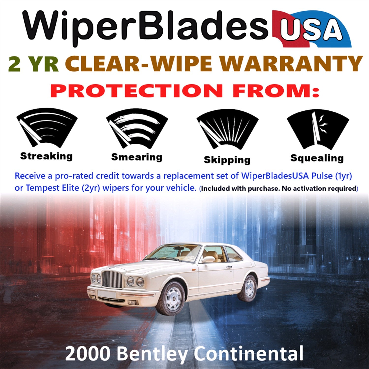 2000 Bentley Continental Front Wiper blades Set  Includes 2yr Wear Warranty & Free Delivery