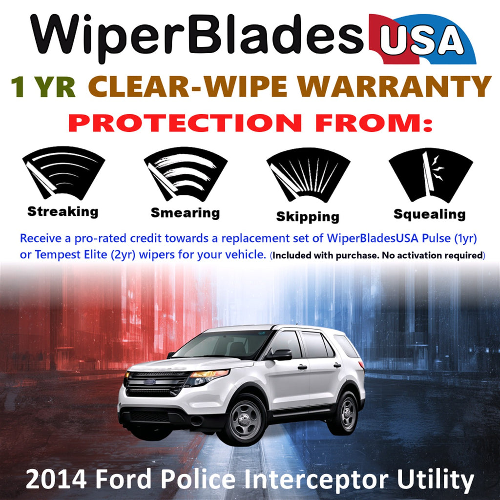 2014 Ford Police Interceptor Utility Front Wiper blades Set Includes 1yr Wear Warranty & Free Delivery