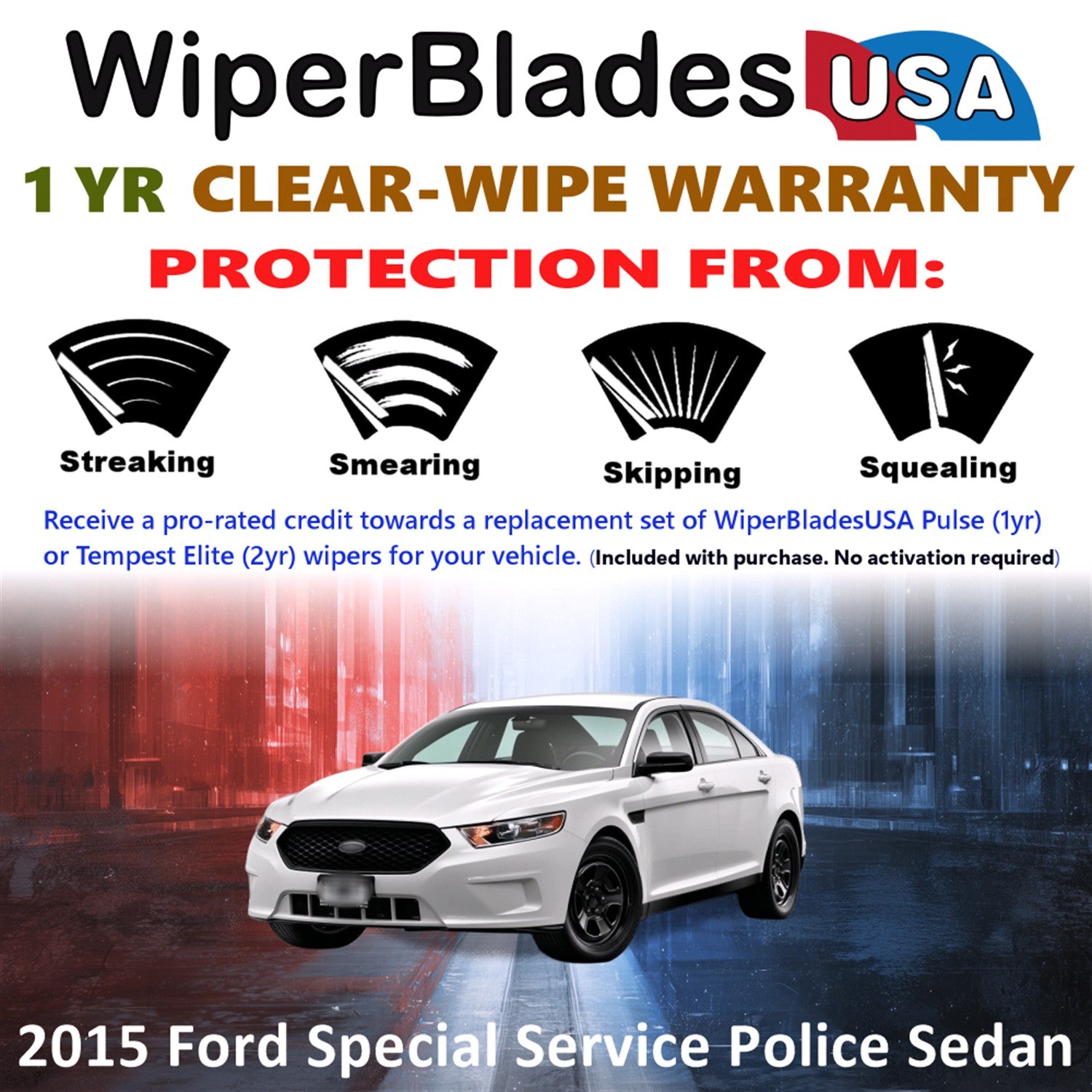 2015 Ford Special Service Police Sedan Front Wiper blades Set Includes 1yr Wear Warranty & Free Delivery