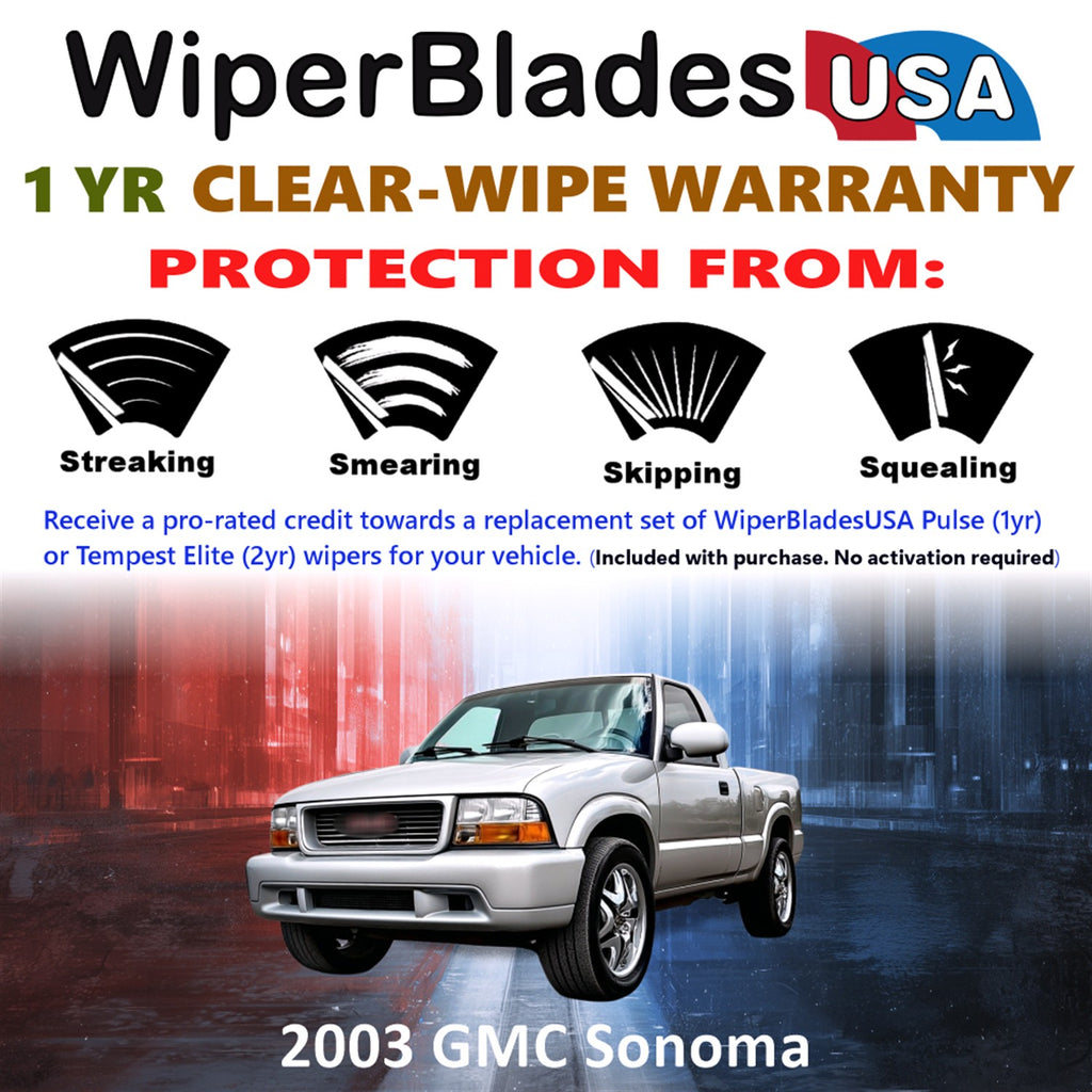 2003 GMC Sonoma Front Wiper blades Set Includes 1yr Wear Warranty & Free Delivery