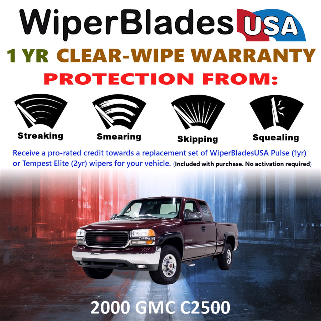 2000 GMC C2500 Front Wiper blades Set Includes 1yr Wear Warranty & Free Delivery