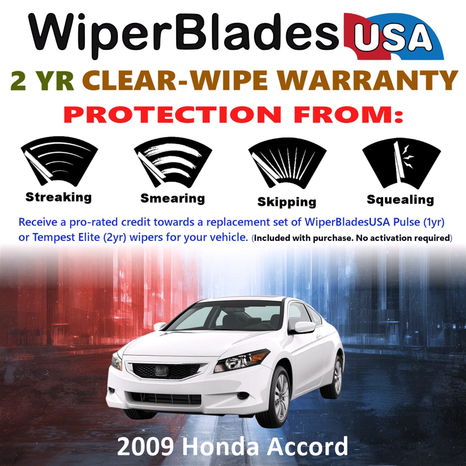 2009 Honda Accord Front Wiper blades Set  Includes 2yr Wear Warranty & Free Delivery