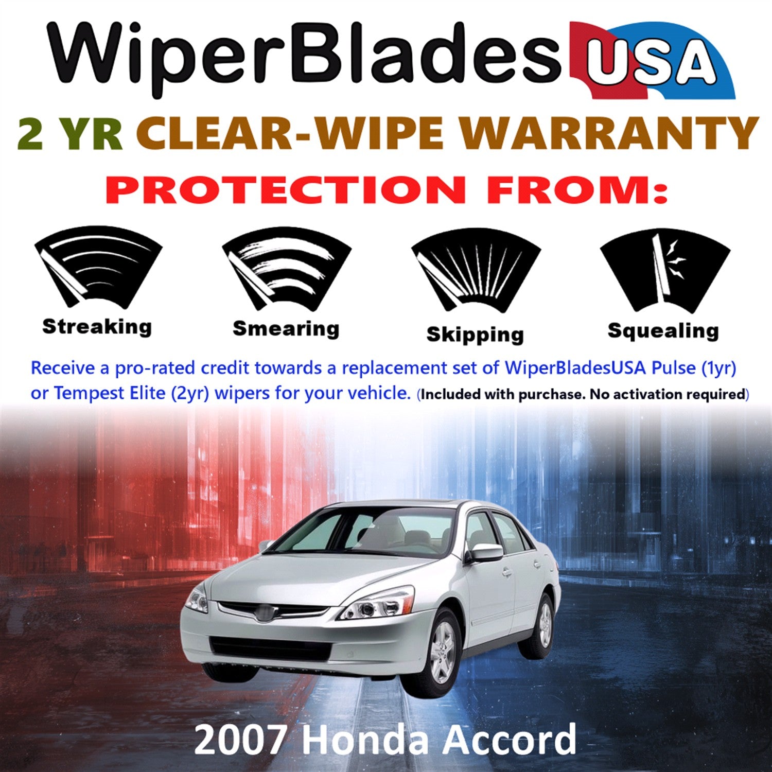 2007 Honda Accord Front Wiper blades Set  Includes 2yr Wear Warranty & Free Delivery