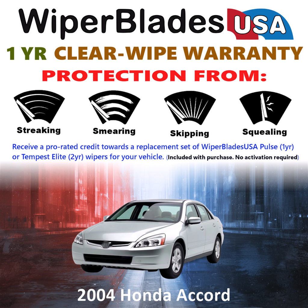 2004 Honda Accord Front Wiper blades Set Includes 1yr Wear Warranty & Free Delivery