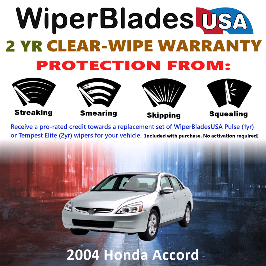 2004 Honda Accord Front Wiper blades Set  Includes 2yr Wear Warranty & Free Delivery