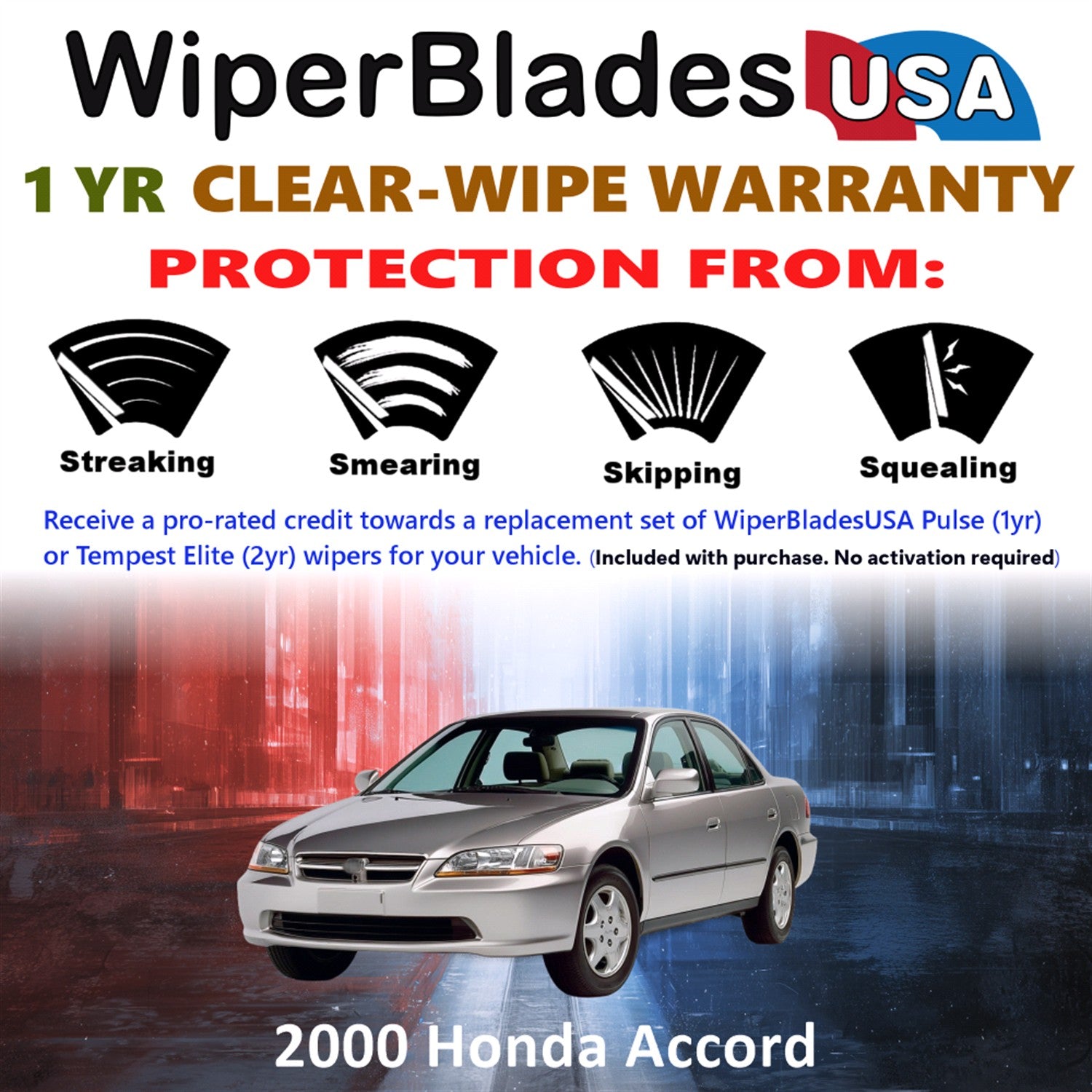 2000 Honda Accord Front Wiper blades Set Includes 1yr Wear Warranty & Free Delivery