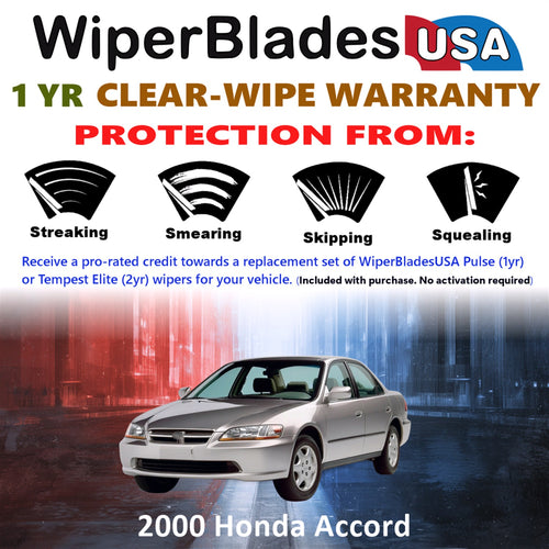 2000 Honda Accord Front Wiper blades Set Includes 1yr Wear Warranty & Free Delivery