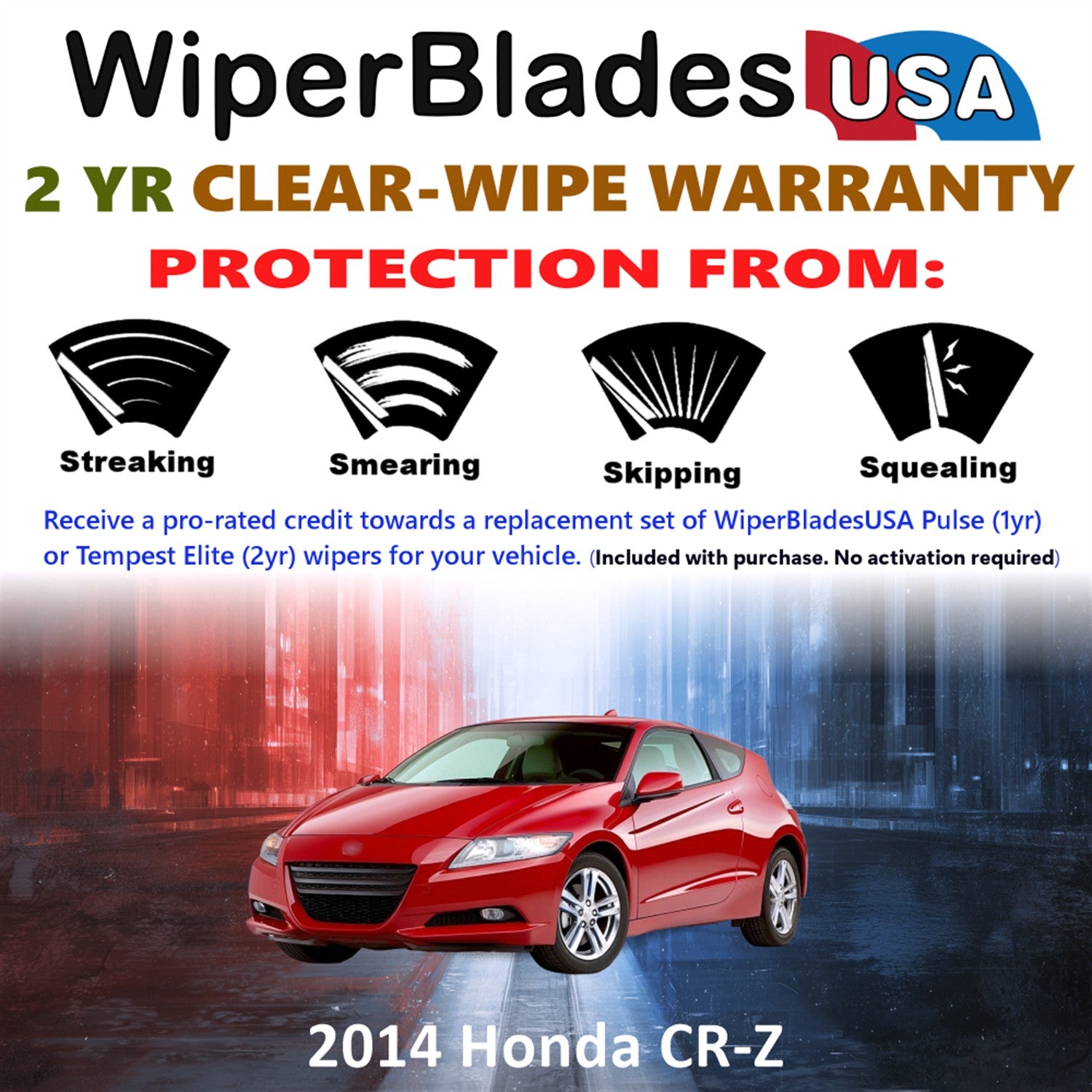 2014 Honda CR-Z Front w/Rear Wiper blades Set  Includes 2yr Wear Warranty & Free Delivery