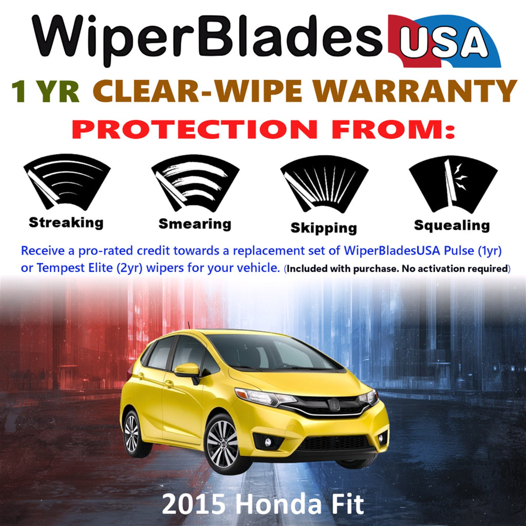 2015 Honda Fit Front w/Rear Wiper blades Set Includes 1yr Wear Warranty & Free Delivery
