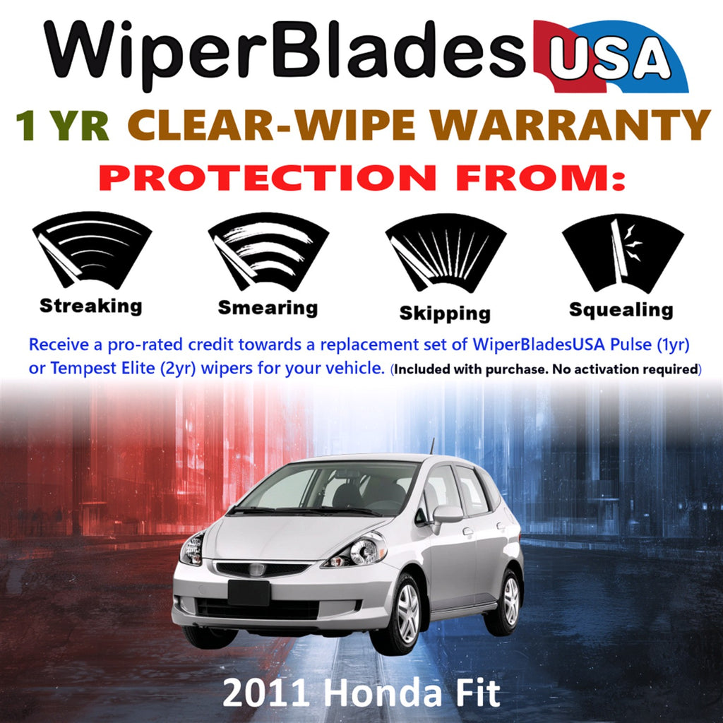 2011 Honda Fit Front w/Rear Wiper blades Set Includes 1yr Wear Warranty & Free Delivery