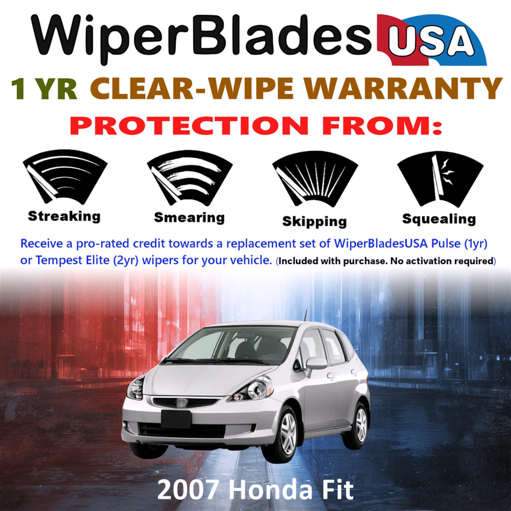 2007 Honda Fit Front Wiper blades Set Includes 1yr Wear Warranty & Free Delivery