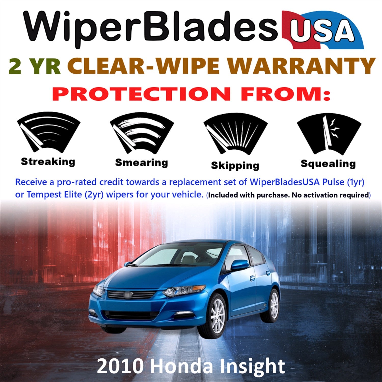 2010 Honda Insight Front Wiper blades Set  Includes 2yr Wear Warranty & Free Delivery