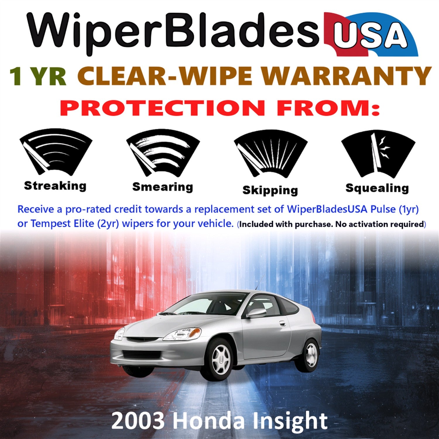 2003 Honda Insight Front Wiper blades Set Includes 1yr Wear Warranty & Free Delivery