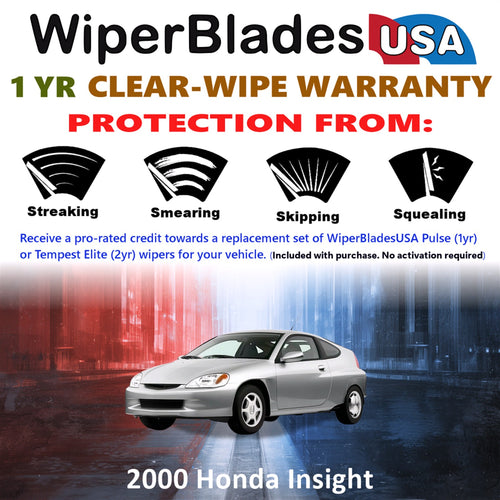 2000 Honda Insight Front w/Rear Wiper blades Set Includes 1yr Wear Warranty & Free Delivery