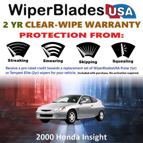 2000 Honda Insight Front Wiper blades Set  Includes 2yr Wear Warranty & Free Delivery