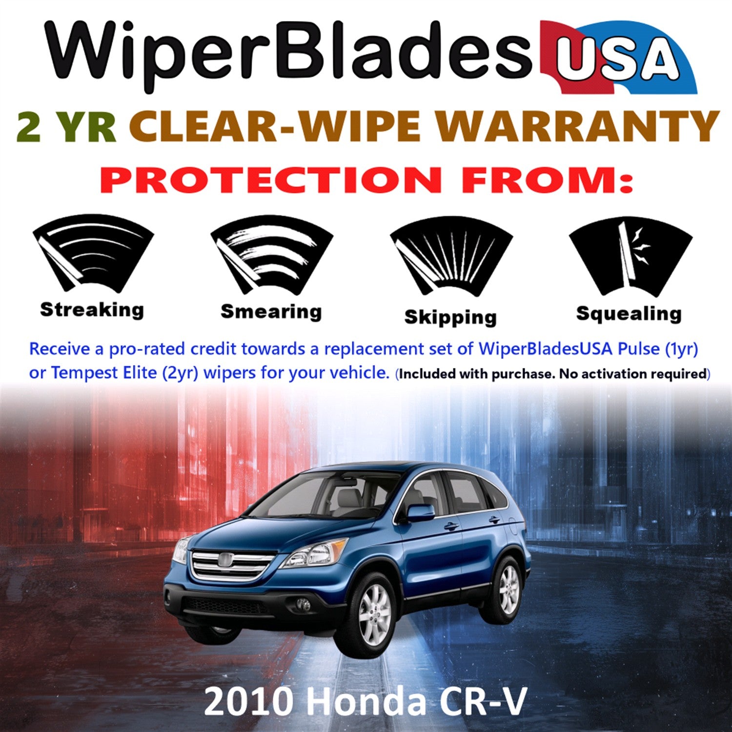 2010 Honda CR-V Front Wiper blades Set  Includes 2yr Wear Warranty & Free Delivery
