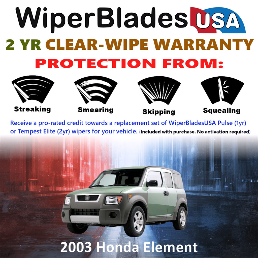 2003 Honda Element Front Wiper blades Set  Includes 2yr Wear Warranty & Free Delivery