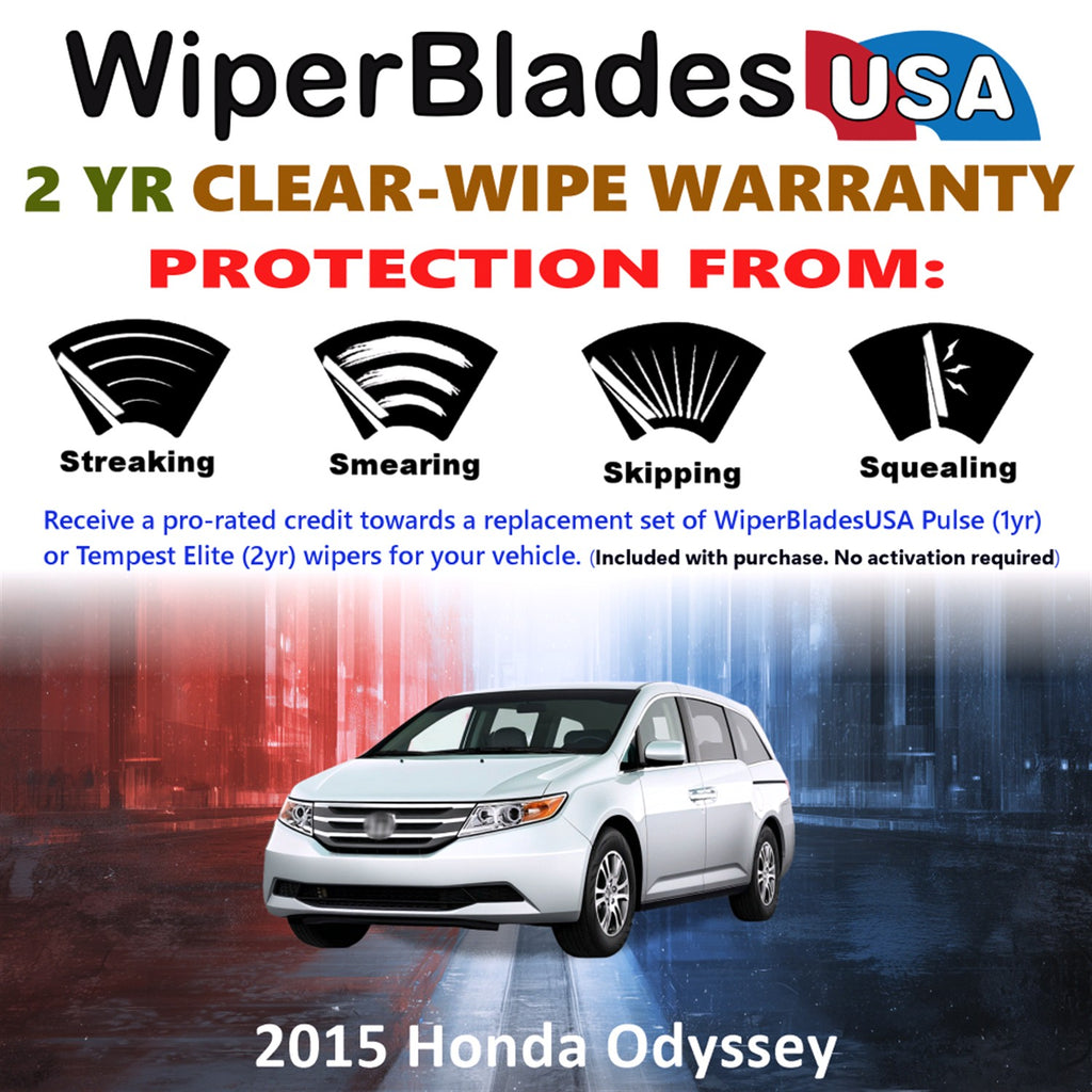 2015 Honda Odyssey Front Wiper blades Set  Includes 2yr Wear Warranty & Free Delivery