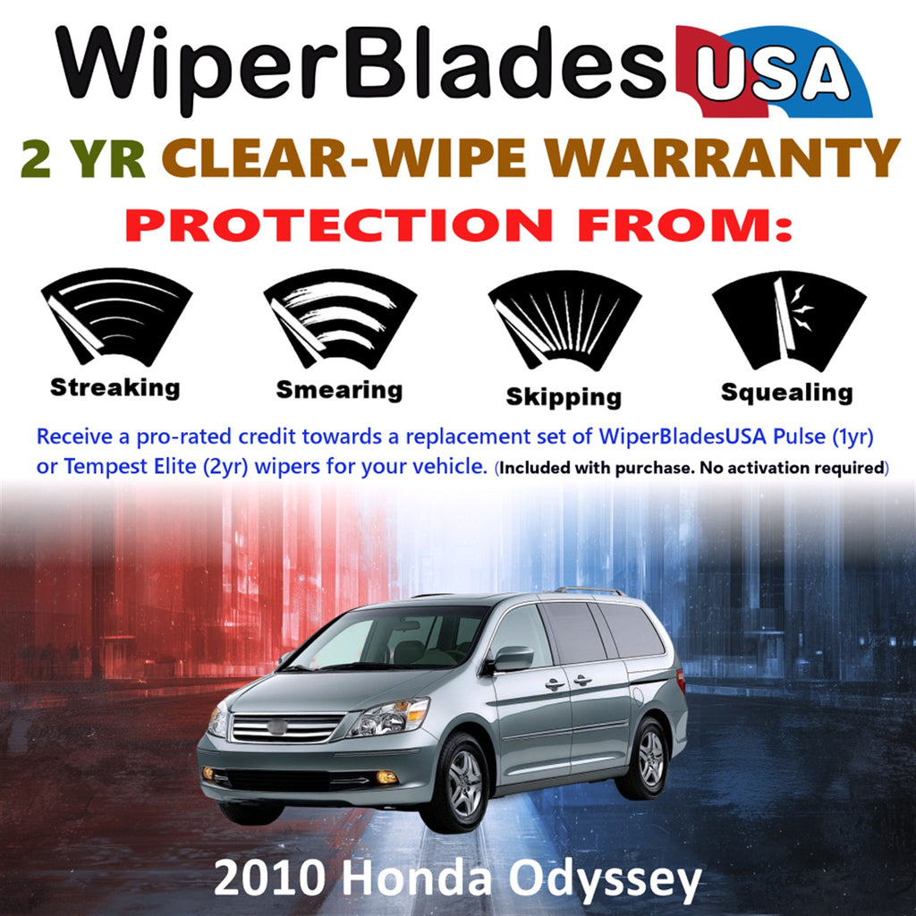 2010 Honda Odyssey Front w/Rear Wiper blades Set  Includes 2yr Wear Warranty & Free Delivery