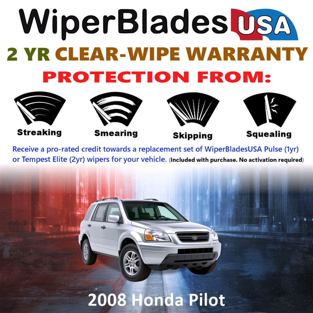 2008 Honda Pilot Front Wiper blades Set  Includes 2yr Wear Warranty & Free Delivery