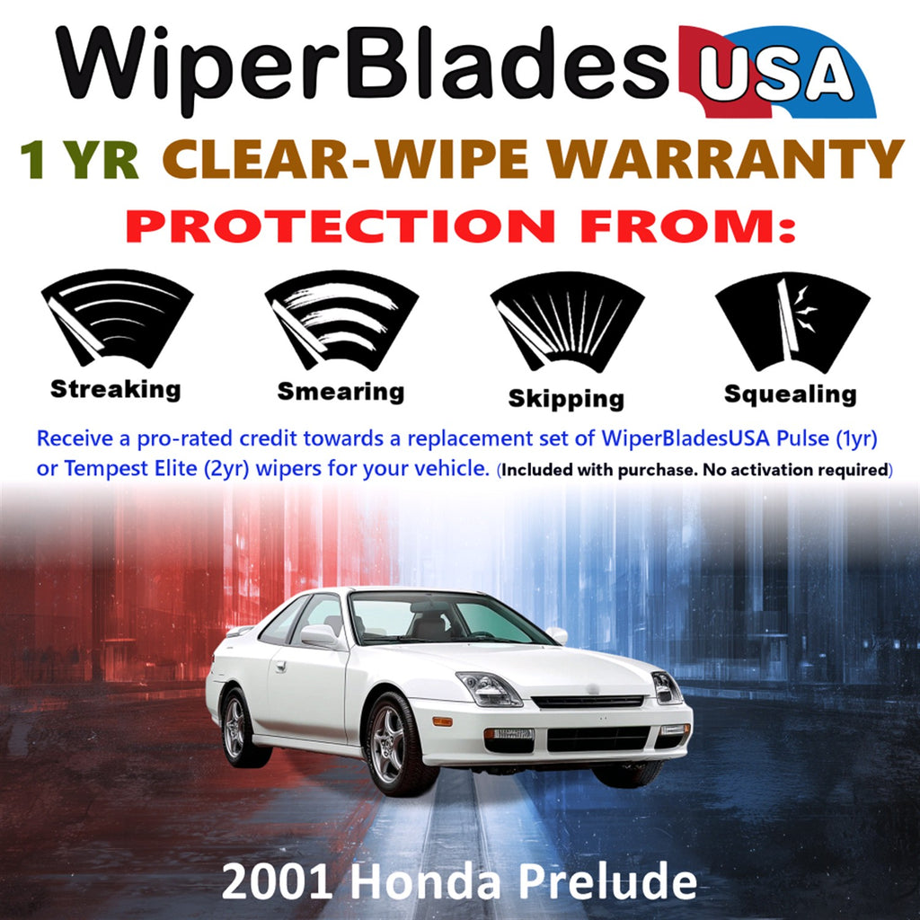 2001 Honda Prelude Front Wiper blades Set Includes 1yr Wear Warranty & Free Delivery