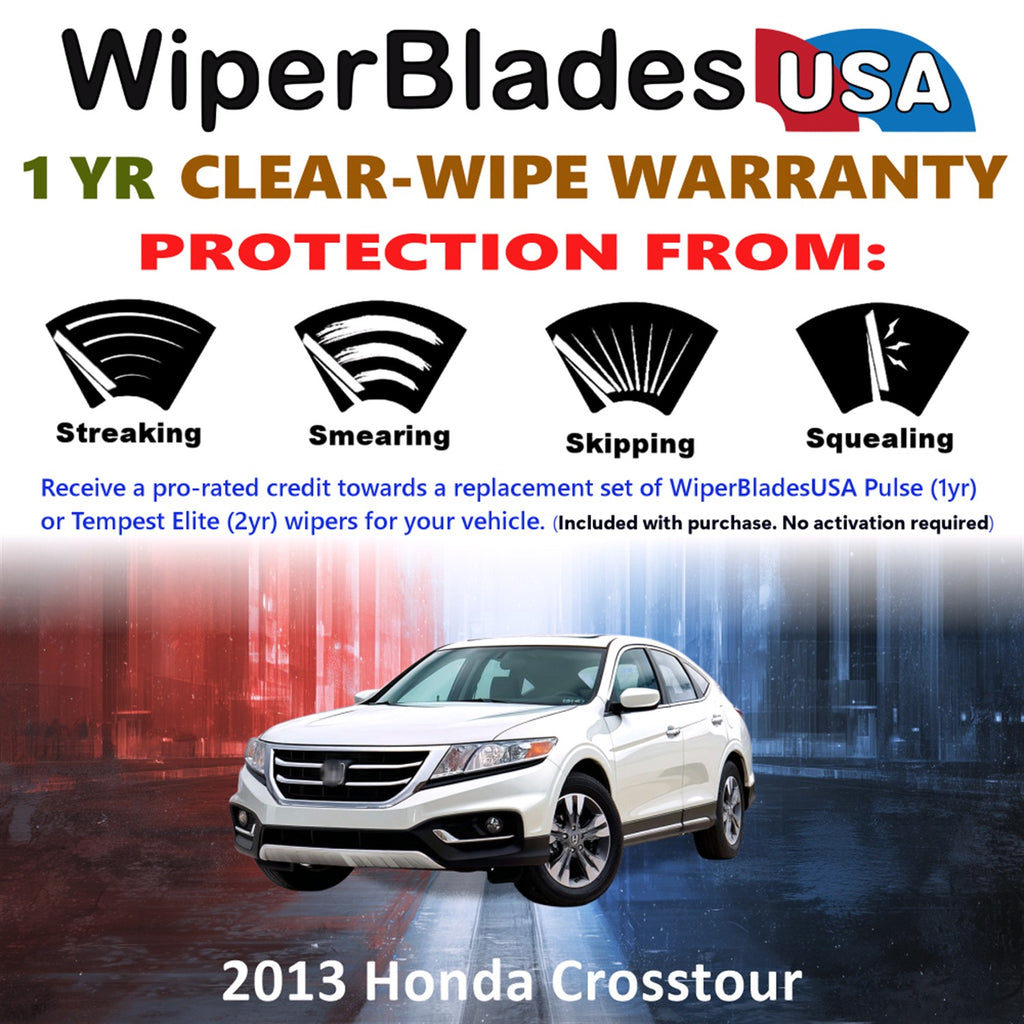 2013 Honda Crosstour Front Wiper blades Set Includes 1yr Wear Warranty & Free Delivery