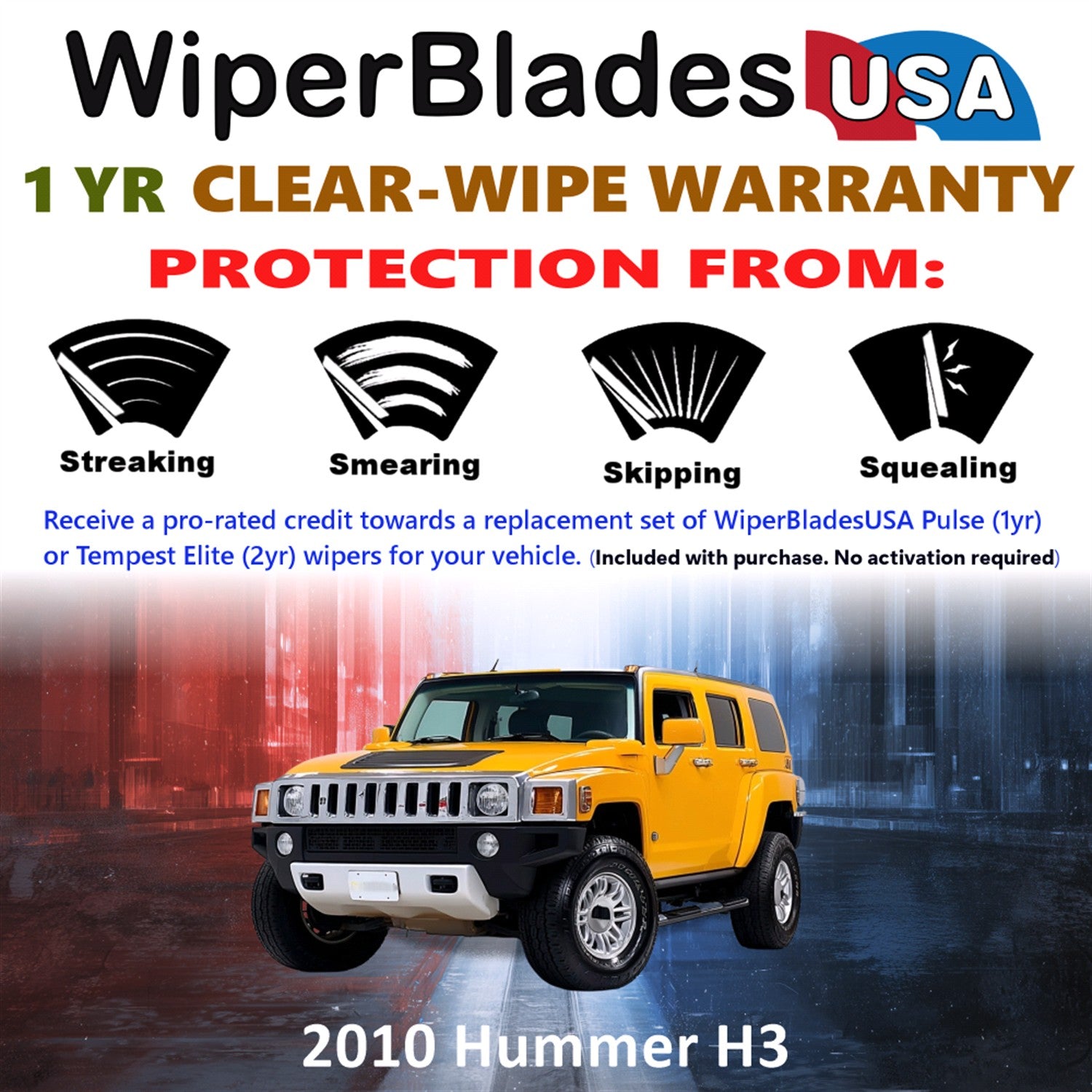 2010 Hummer H3 Front w/Rear Wiper blades Set Includes 1yr Wear Warranty & Free Delivery