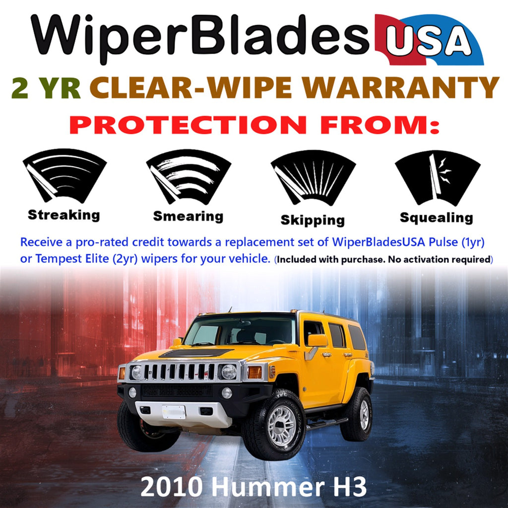 2010 Hummer H3 Front w/Rear Wiper blades Set  Includes 2yr Wear Warranty & Free Delivery