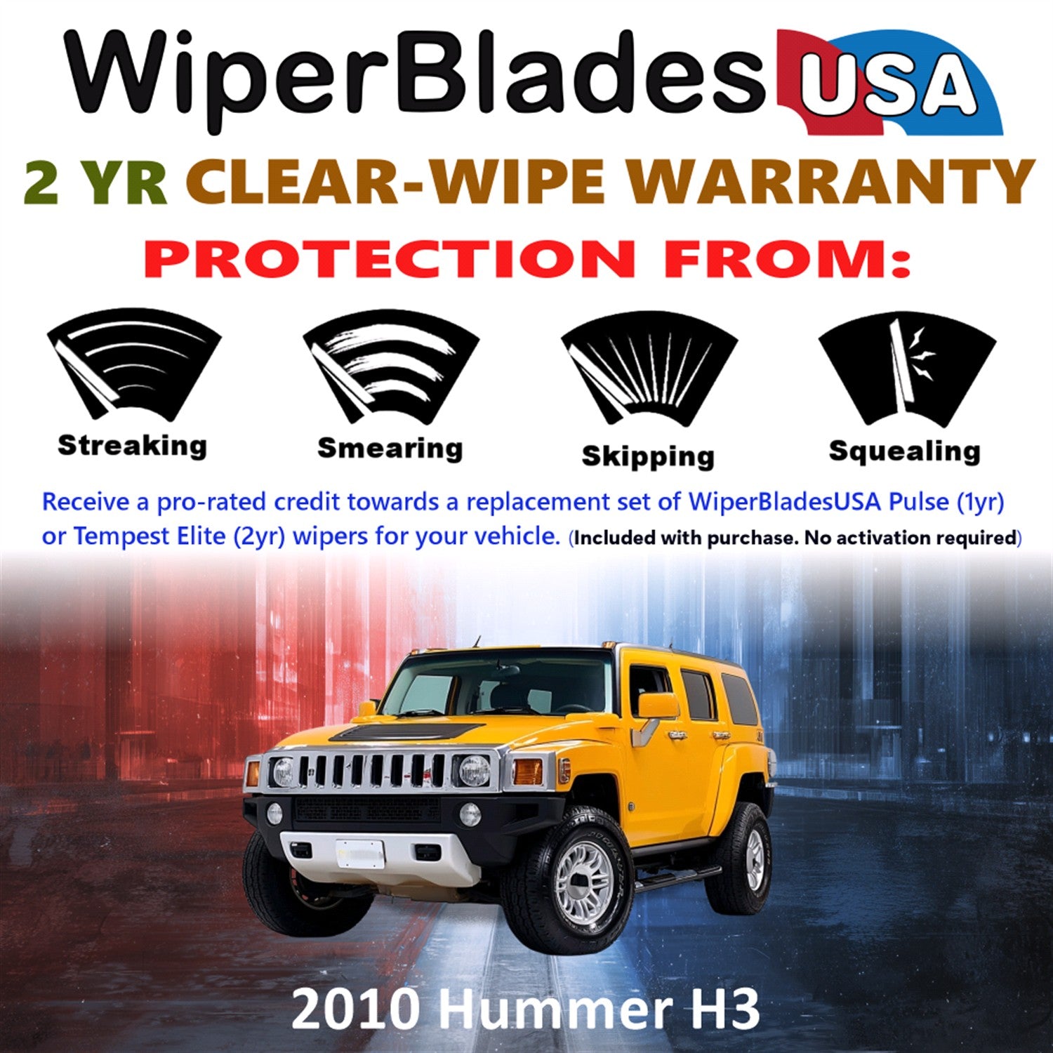 2010 Hummer H3 Front w/Rear Wiper blades Set  Includes 2yr Wear Warranty & Free Delivery