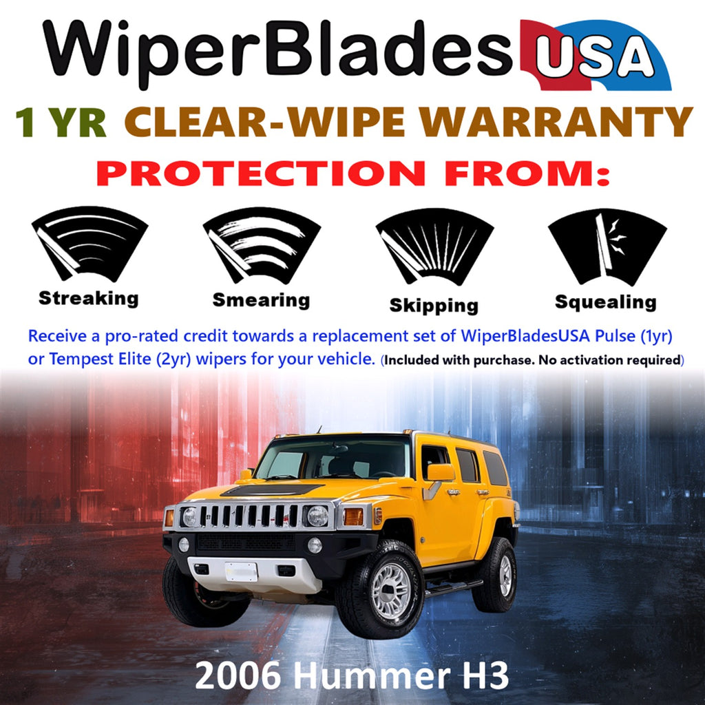 2006 Hummer H3 Front w/Rear Wiper blades Set Includes 1yr Wear Warranty & Free Delivery