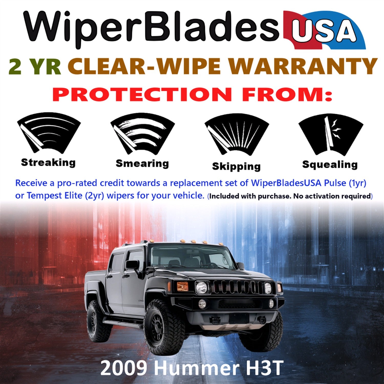 2009 Hummer H3T Front Wiper blades Set  Includes 2yr Wear Warranty & Free Delivery