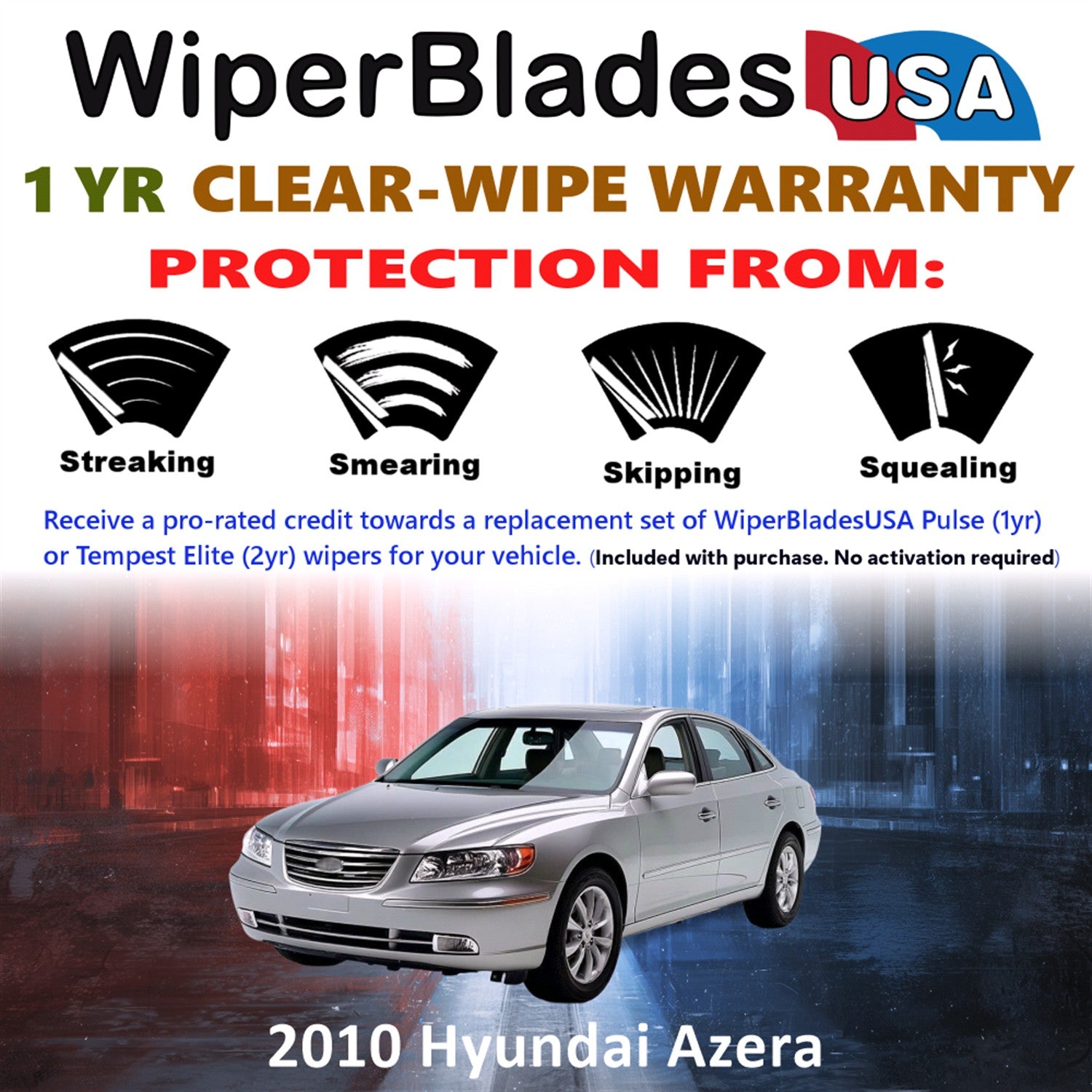 2010 Hyundai Azera Front Wiper blades Set Includes 1yr Wear Warranty & Free Delivery