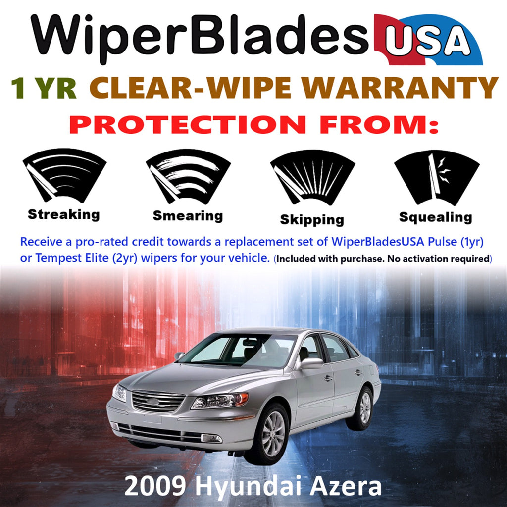 2009 Hyundai Azera Front Wiper blades Set Includes 1yr Wear Warranty & Free Delivery