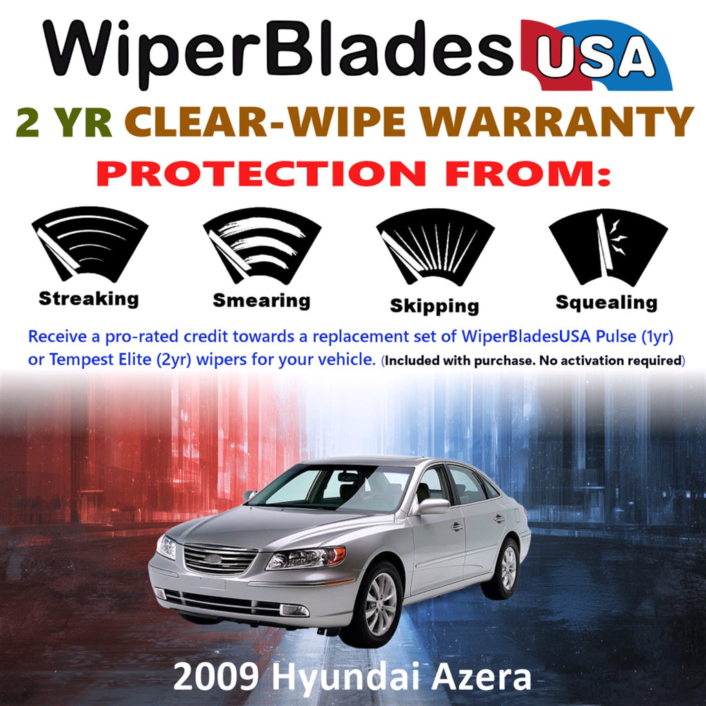 2009 Hyundai Azera Front Wiper blades Set  Includes 2yr Wear Warranty & Free Delivery