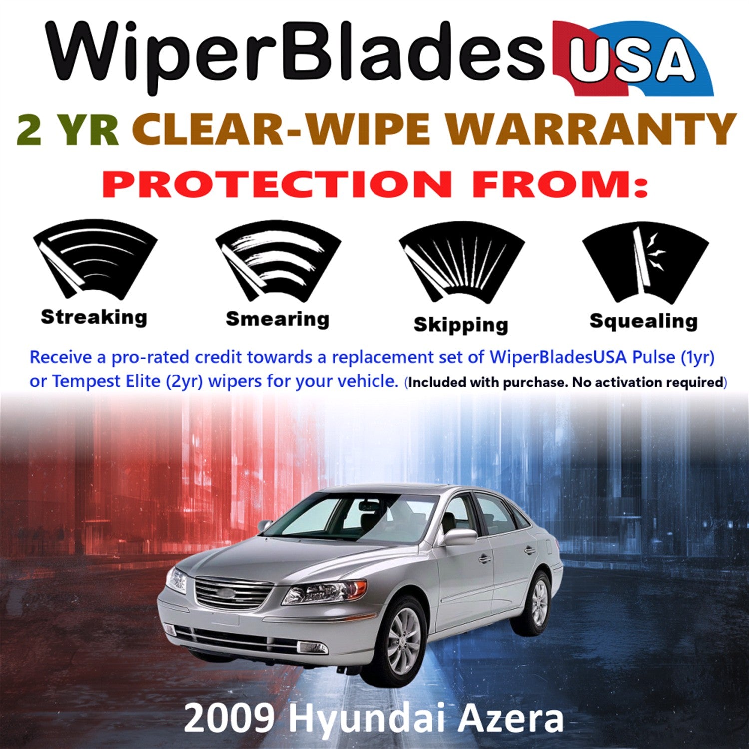 2009 Hyundai Azera Front Wiper blades Set  Includes 2yr Wear Warranty & Free Delivery