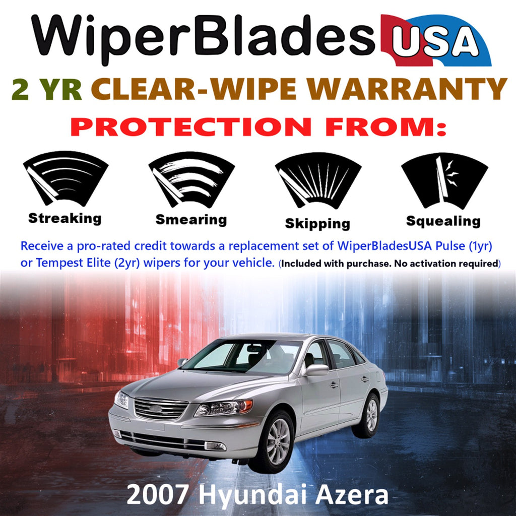 2007 Hyundai Azera Front Wiper blades Set  Includes 2yr Wear Warranty & Free Delivery