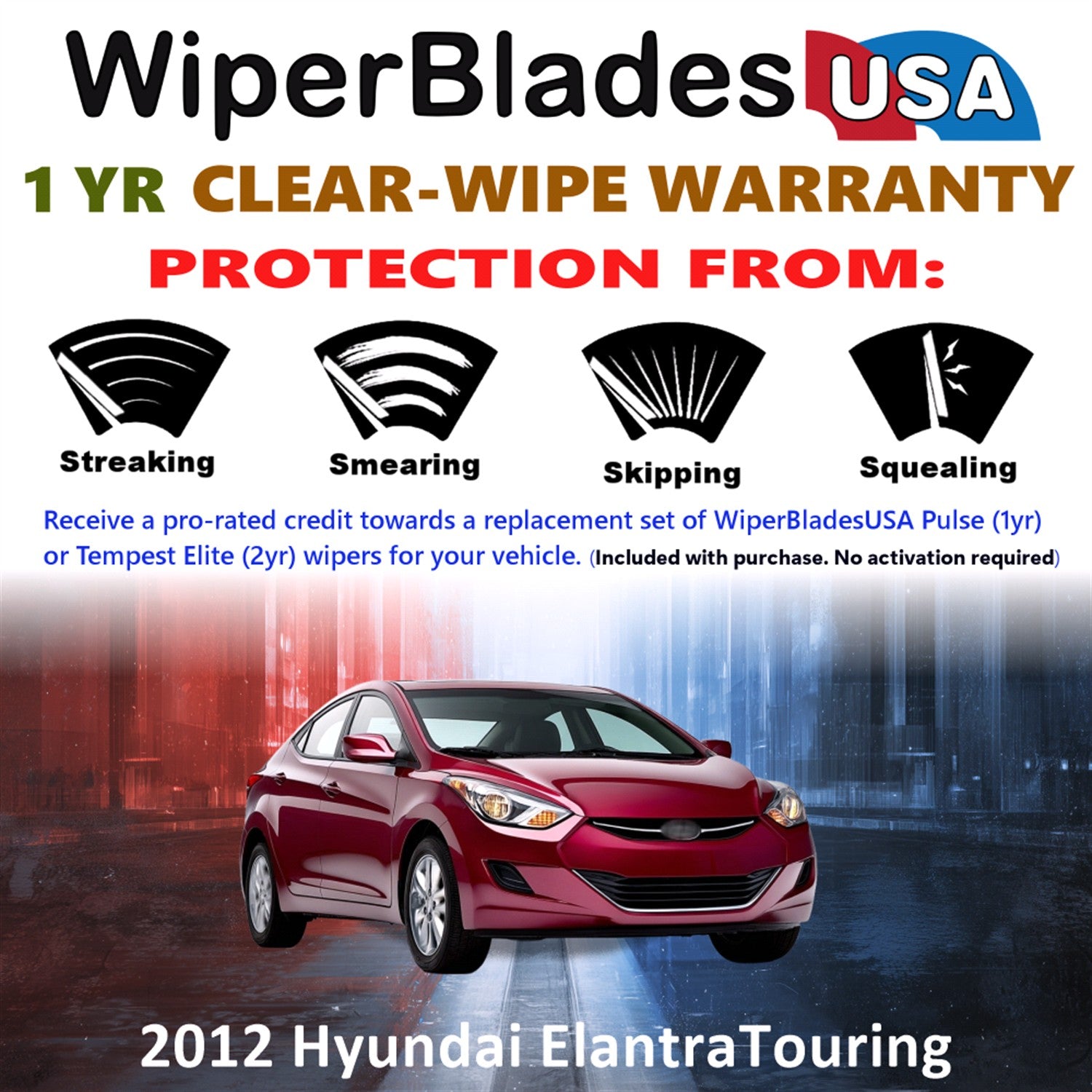 2012 Hyundai Elantra Touring Front Wiper blades Set Includes 1yr Wear Warranty & Free Delivery
