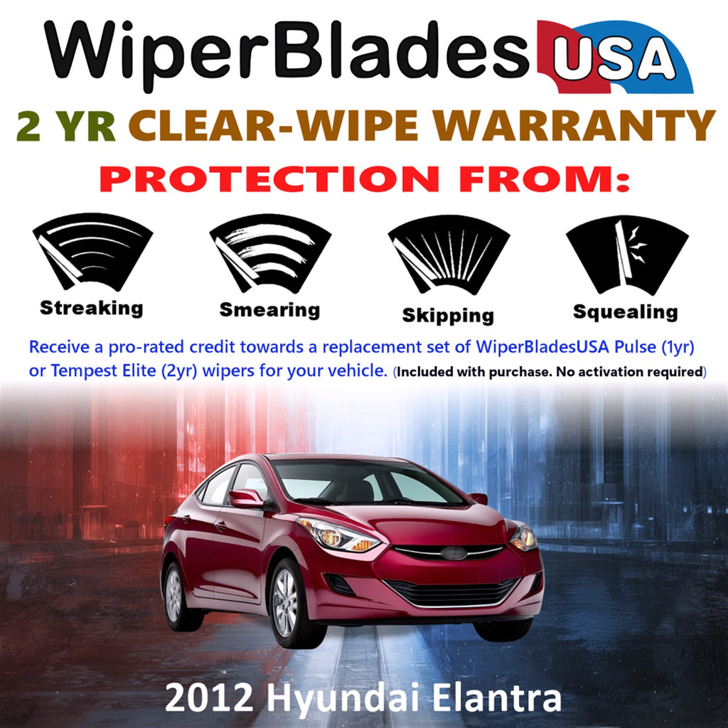2012 Hyundai Elantra Front Wiper blades Set  Includes 2yr Wear Warranty & Free Delivery