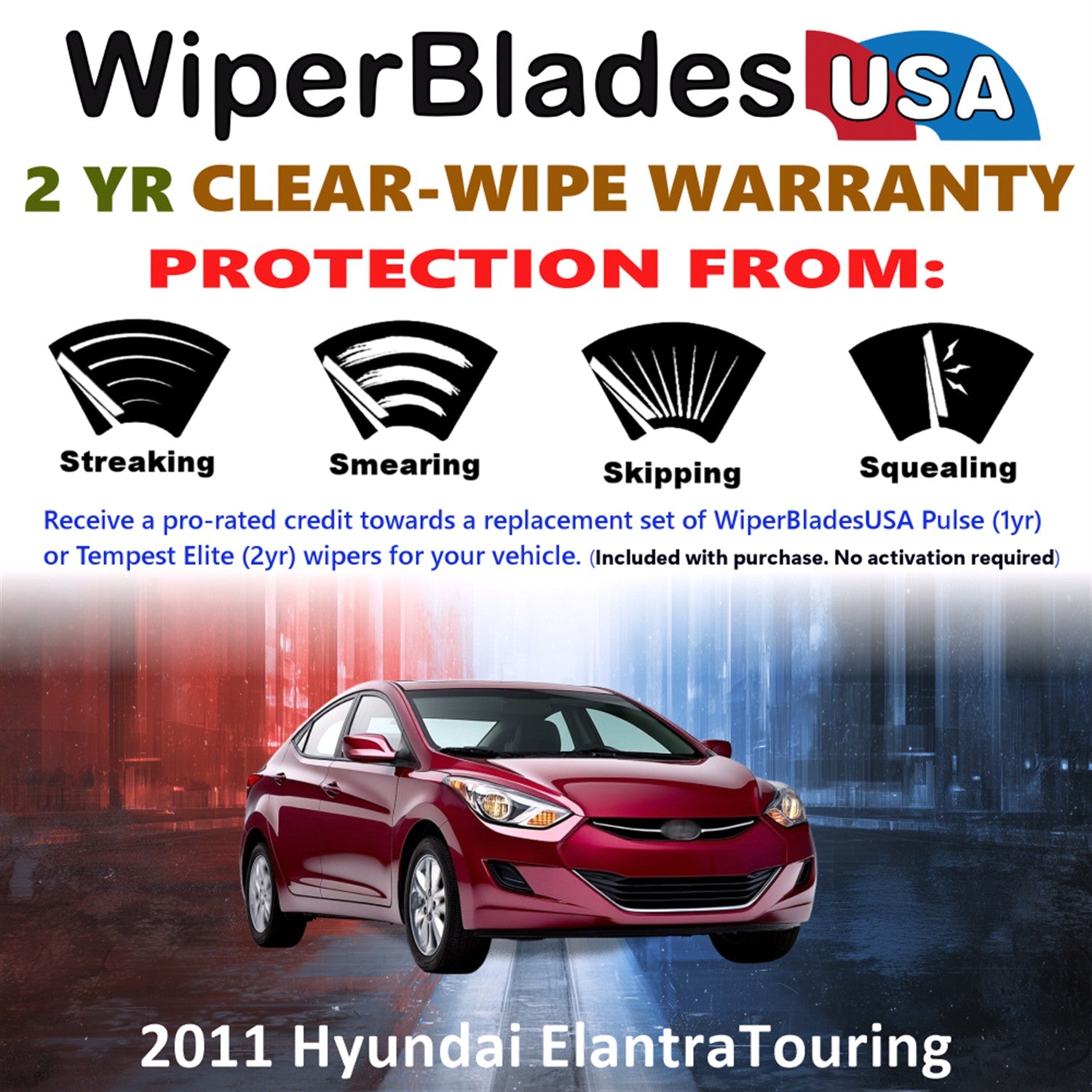 2011 Hyundai Elantra Touring Front Wiper blades Set  Includes 2yr Wear Warranty & Free Delivery