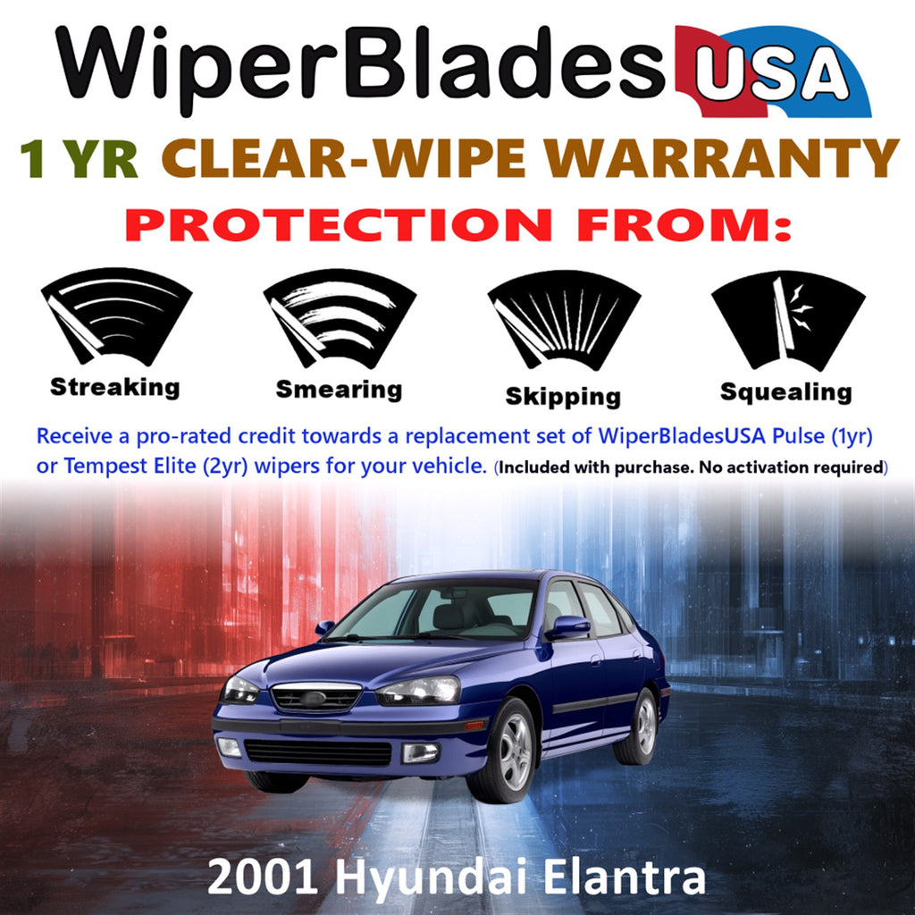 2001 Hyundai Elantra Front Wiper blades Set Includes 1yr Wear Warranty & Free Delivery