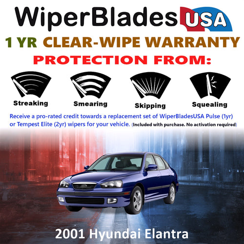 2001 Hyundai Elantra Front Wiper blades Set Includes 1yr Wear Warranty & Free Delivery