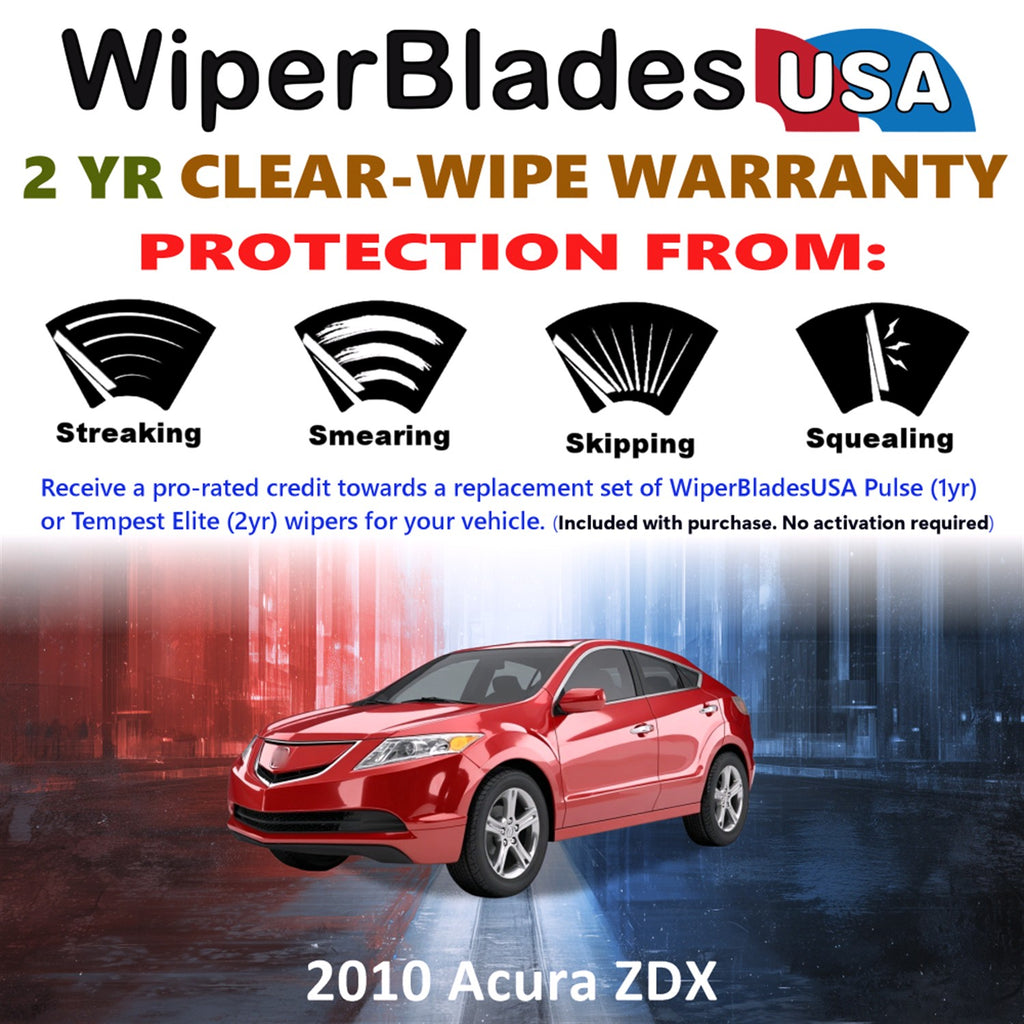 2010 Acura ZDX Front Wiper blades Set  Includes 2yr Wear Warranty & Free Delivery