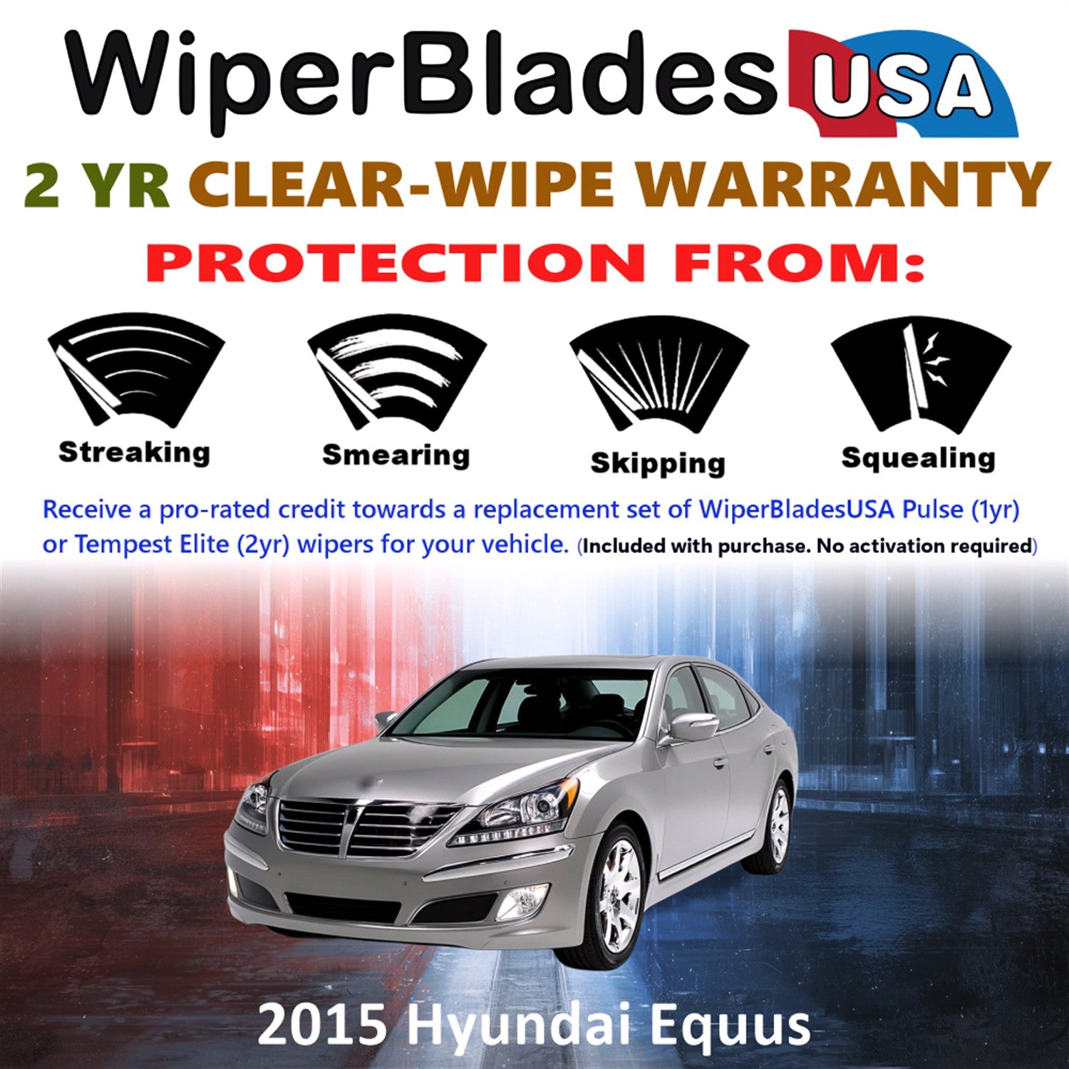 2015 Hyundai Equus Front Wiper blades Set  Includes 2yr Wear Warranty & Free Delivery