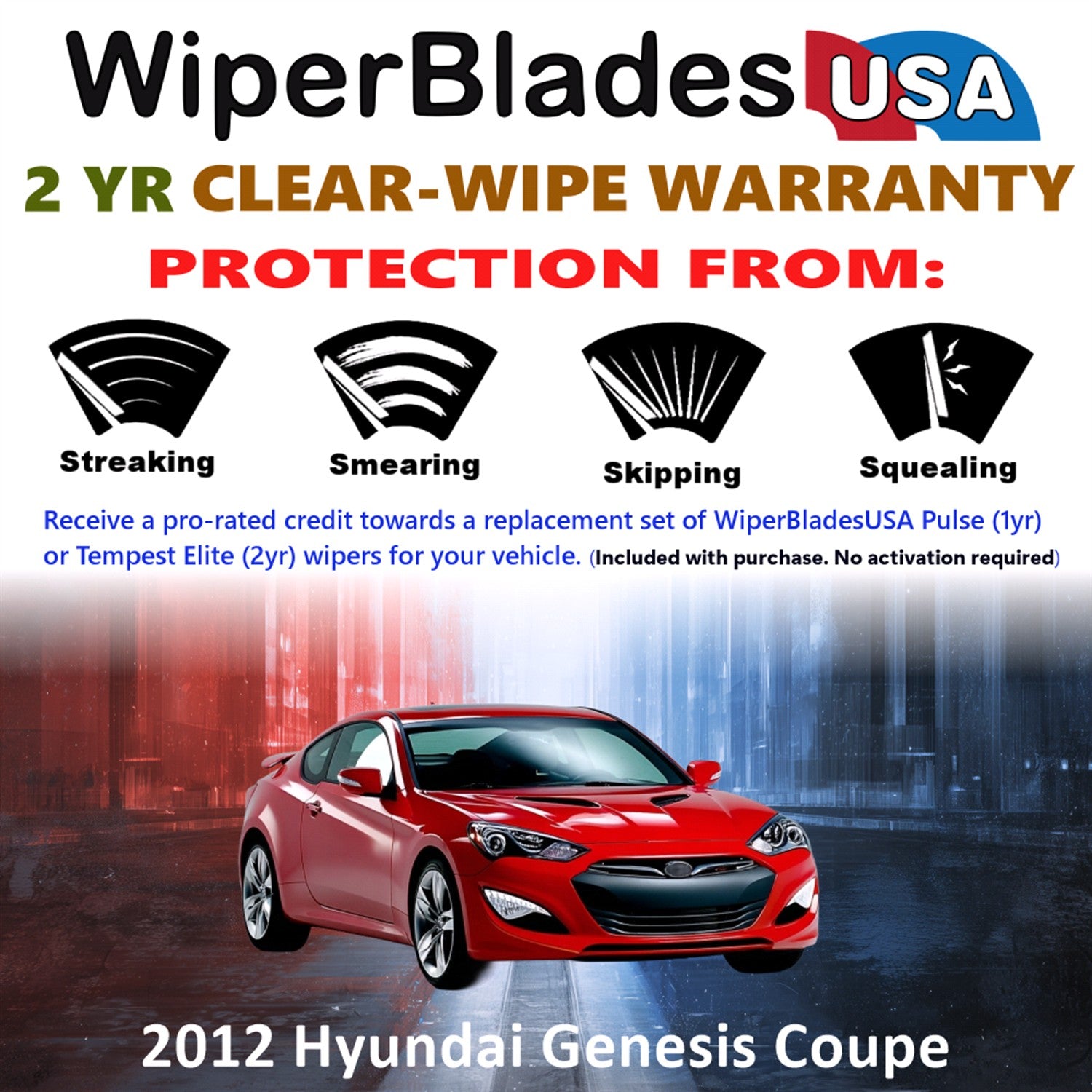 2012 Hyundai Genesis Coupe Front Wiper blades Set  Includes 2yr Wear Warranty & Free Delivery