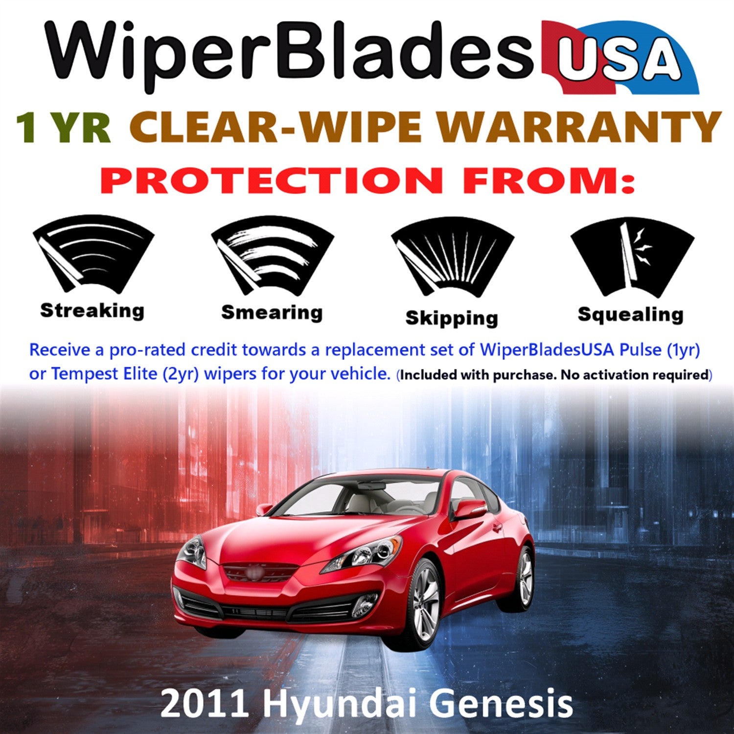 2011 Hyundai Genesis Front Wiper blades Set Includes 1yr Wear Warranty & Free Delivery